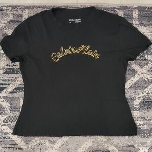 Calvin Klein Black Tee with Gold Logo